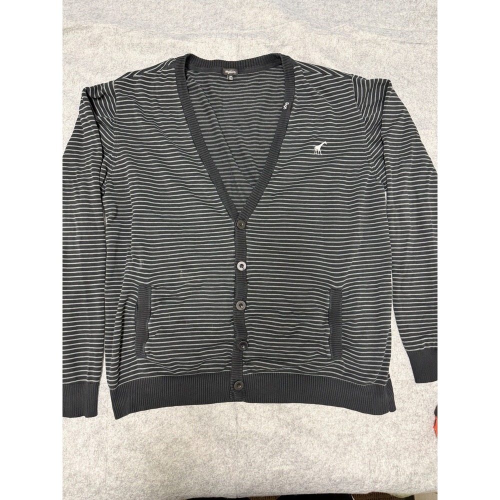 LRG clothing blue/grey striped v-neck button‎ up cardigan sweater, men's 3X